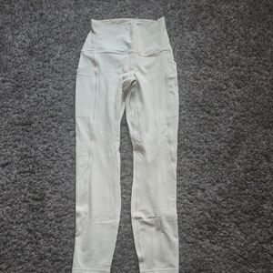 High-Waisted Cream Leggings
